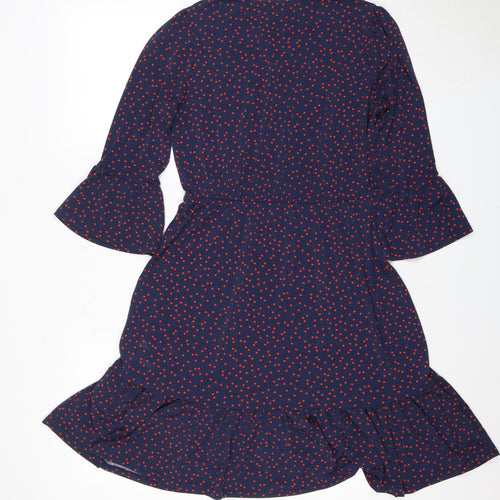 Warehouse Women's Blue Polka Dot Dress Size 10
