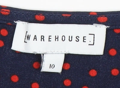 Warehouse Women's Blue Polka Dot Dress Size 10