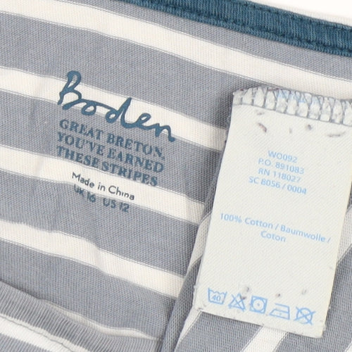 Boden Women's Blue Striped Long Sleeve T-Shirt Size 12