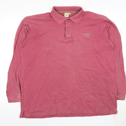 Cotton Traders Men's Pink XL Long Sleeve Polo Shirt