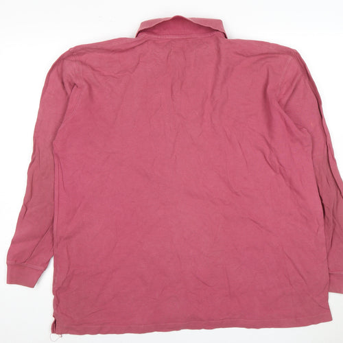 Cotton Traders Men's Pink XL Long Sleeve Polo Shirt