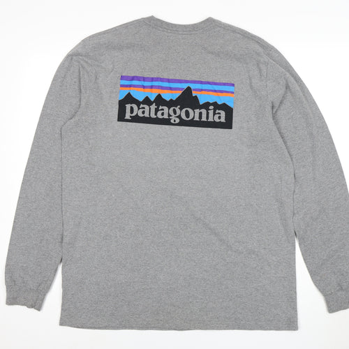 Patagonia Men's Grey Long Sleeve T-Shirt - Size L