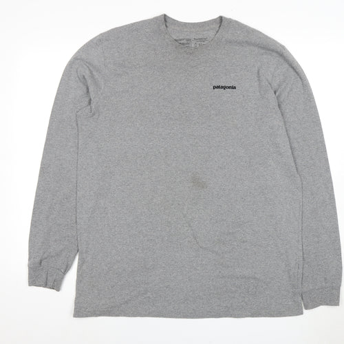 Patagonia Men's Grey Long Sleeve T-Shirt - Size L