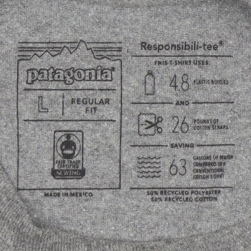 Patagonia Men's Grey Long Sleeve T-Shirt - Size L