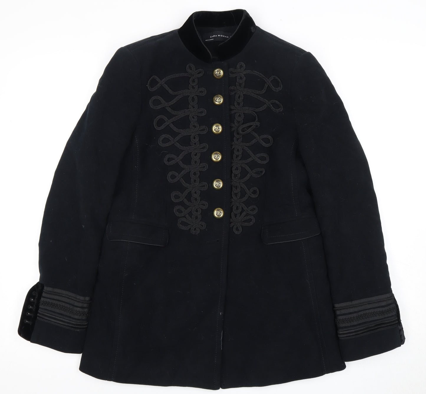 Zara Women's Black Military Jacket Size 10