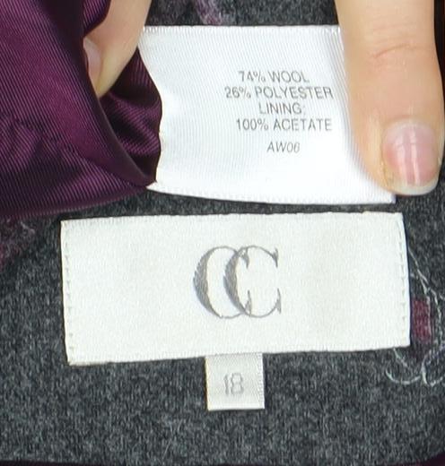 CC Women's Grey Floral Wool Suit Jacket Size 18