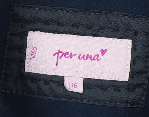 Marks and Spencer Women's Blue Pea Coat Size 16