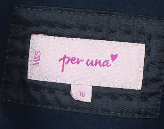 Marks and Spencer Women's Blue Pea Coat Size 16