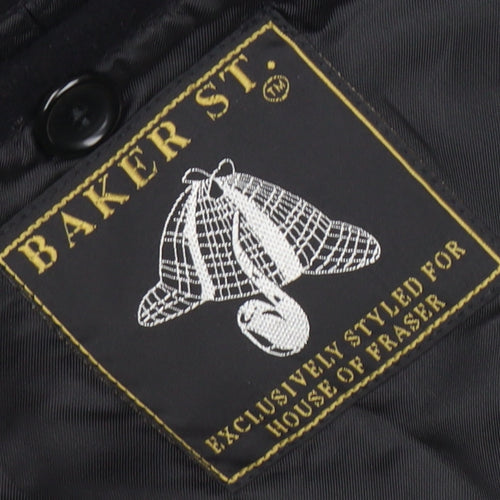 Baker St. Men's Black Wool Overcoat, Size 46, Formal Winter