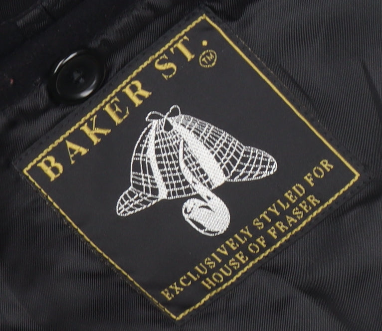 Baker St. Men's Black Wool Overcoat, Size 46, Formal Winter