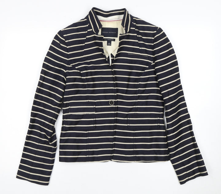 Banana Republic Women's Striped Blazer - Black, Size 8