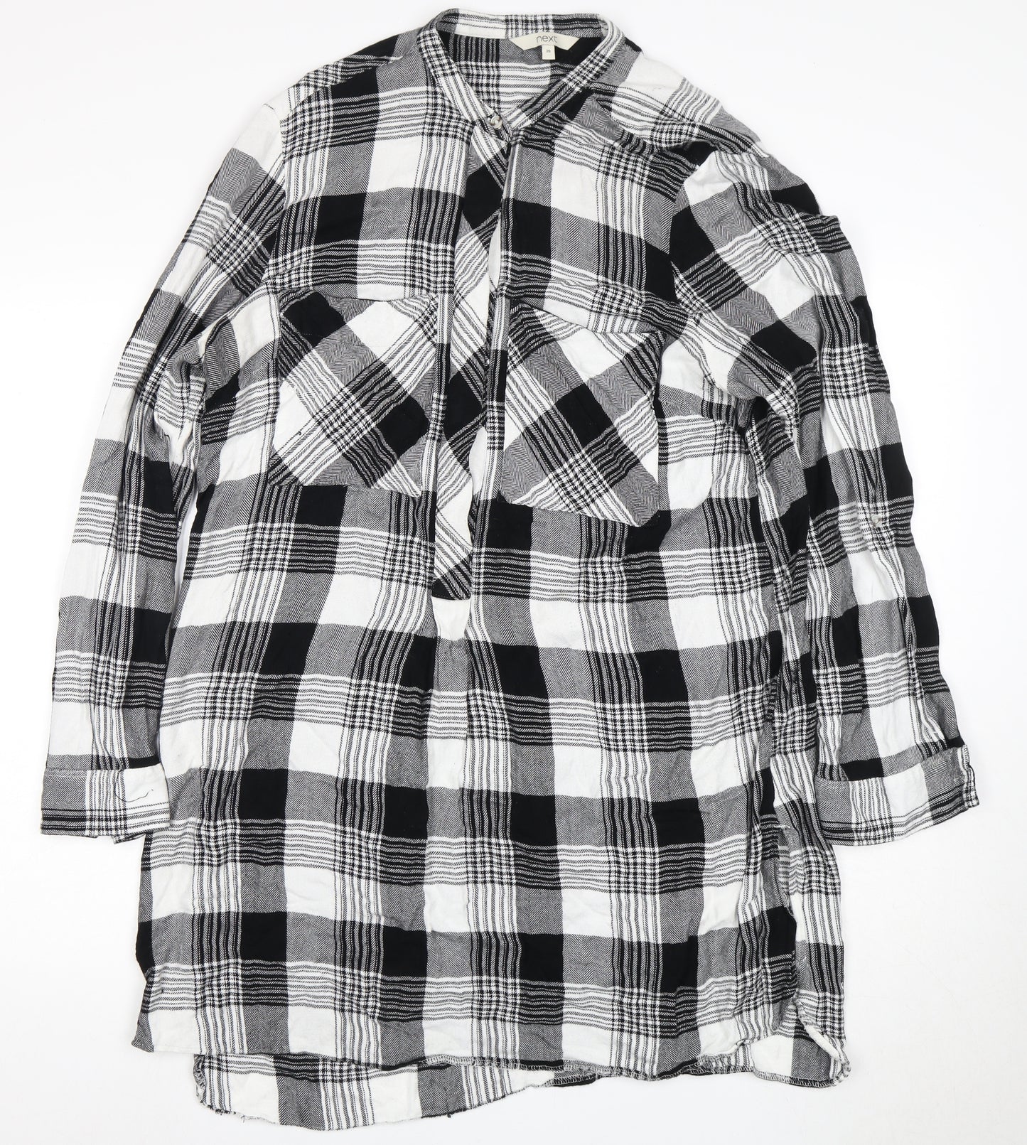 Next Women Black Plaid Shirt Dress Size 20