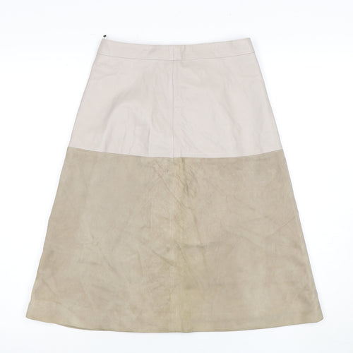 Reiss Women's Beige A-Line Midi Suede Skirt - Size 6