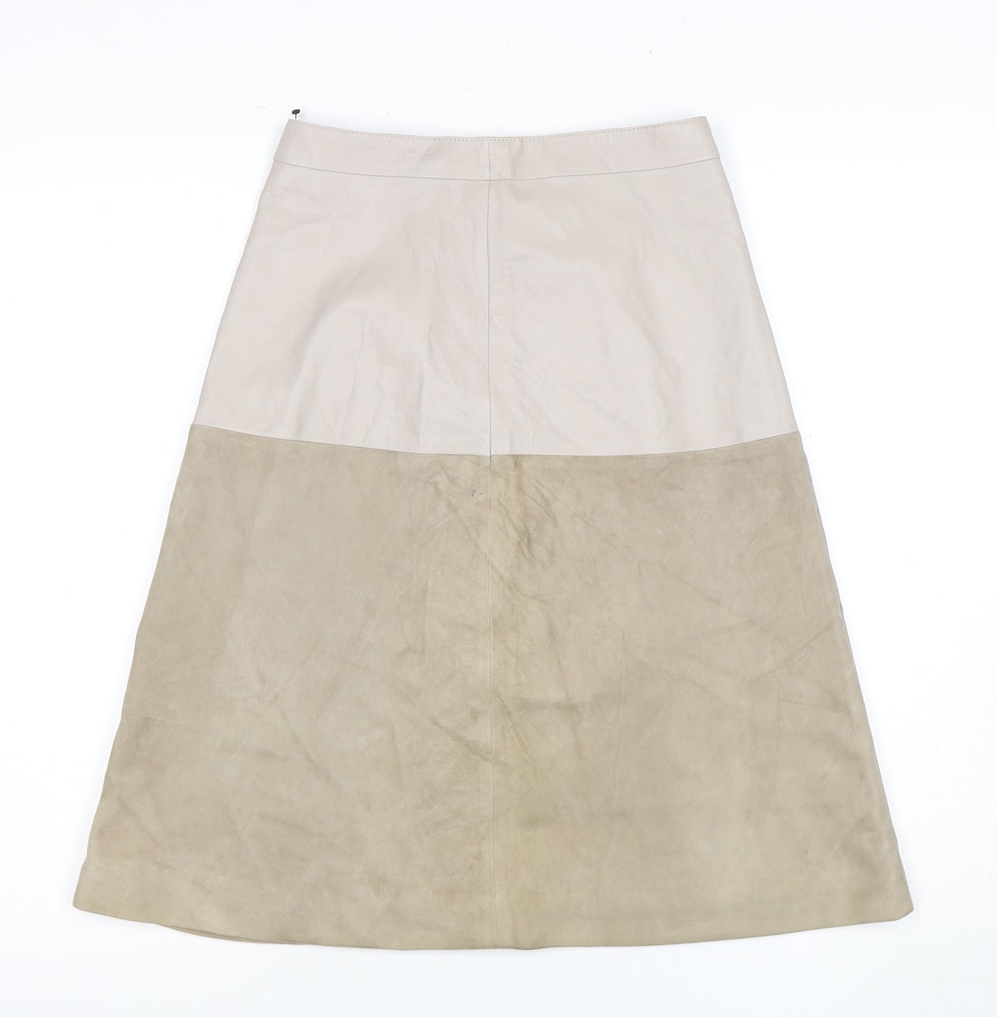 Reiss Women's Beige A-Line Midi Suede Skirt - Size 6