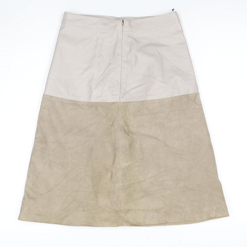 Reiss Women's Beige A-Line Midi Suede Skirt - Size 6