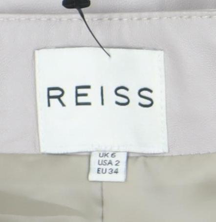 Reiss Women's Beige A-Line Midi Suede Skirt - Size 6