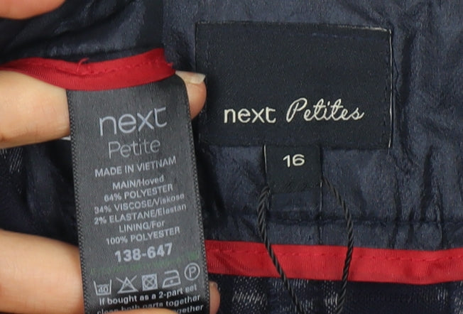 Next Women's Blue Plaid Trousers Size 16 Petites