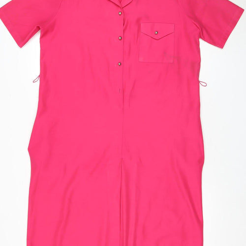 St Michael Women's Pink Long Collared Dress