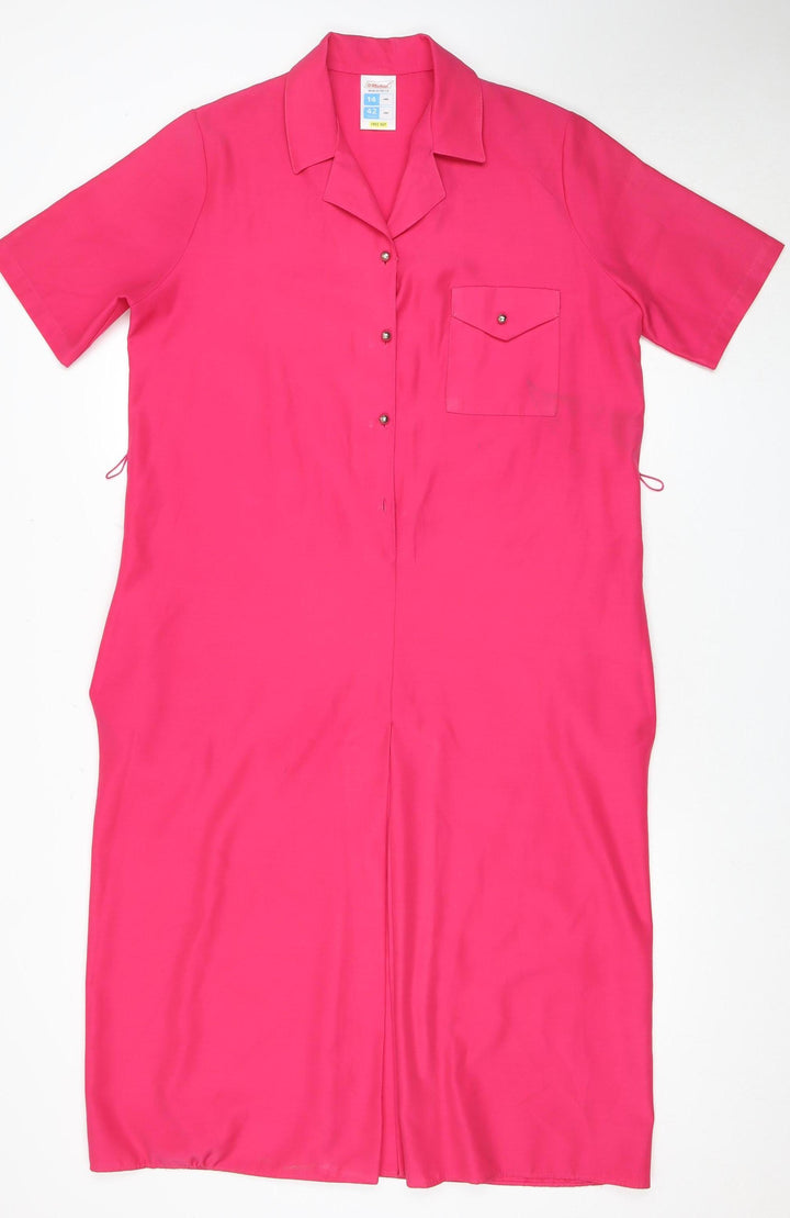 St Michael Women's Pink Long Collared Dress