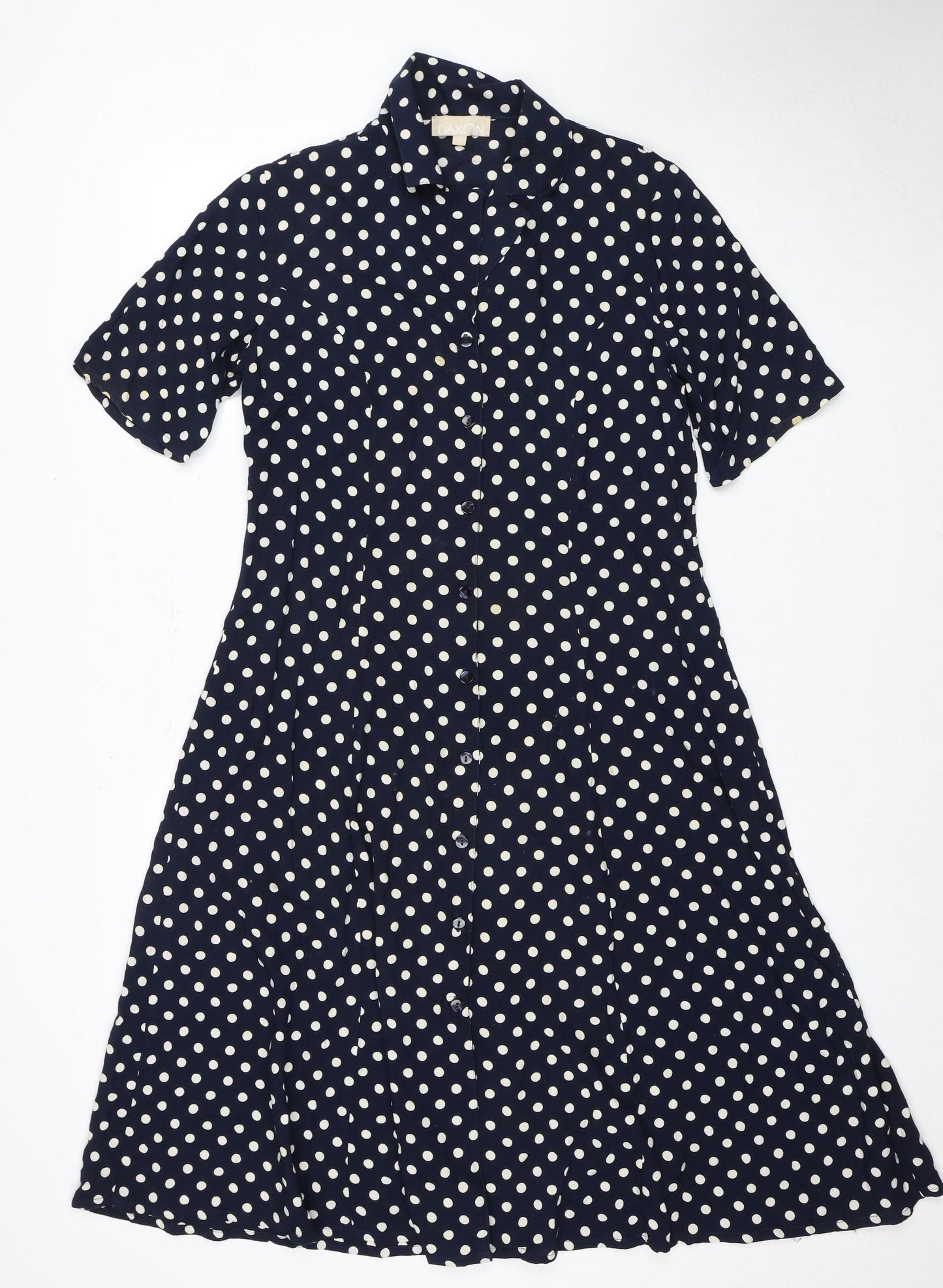 Daxon Women's Blue Polka Dot Short Sleeve Dress