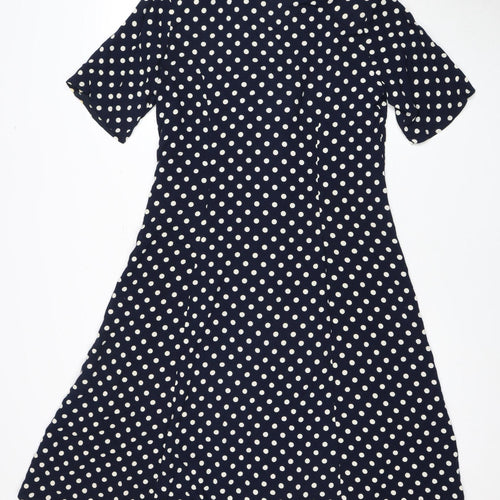 Daxon Women's Blue Polka Dot Short Sleeve Dress