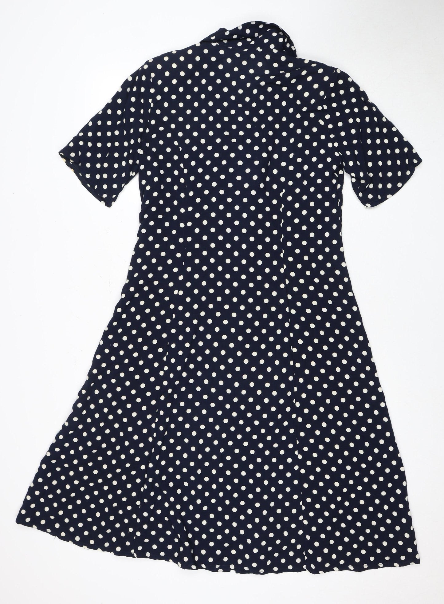 Daxon Women's Blue Polka Dot Short Sleeve Dress