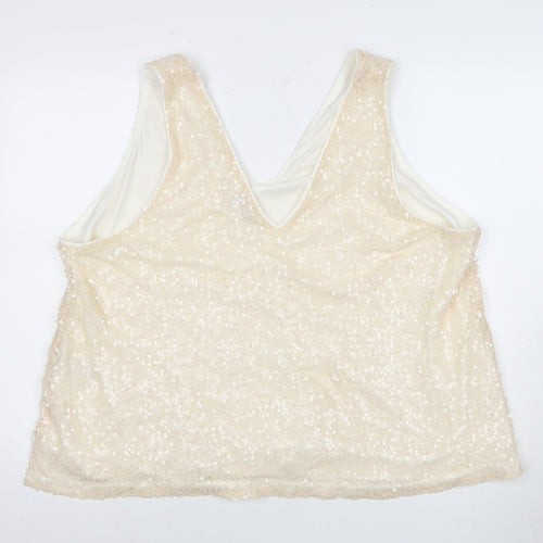 Marks and Spencer Women's Beige Sequin Tank, Size 24