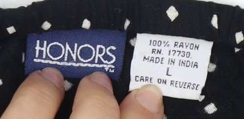 HONORS Women's Black Polka Dot Rayon Midi Skirt L