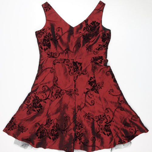 Per Una Women's Red Floral Cocktail Dress Size 16
