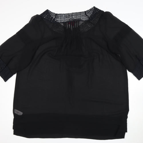 Simply Be Women's Black Plus Size 3/4 Sleeve Blouse
