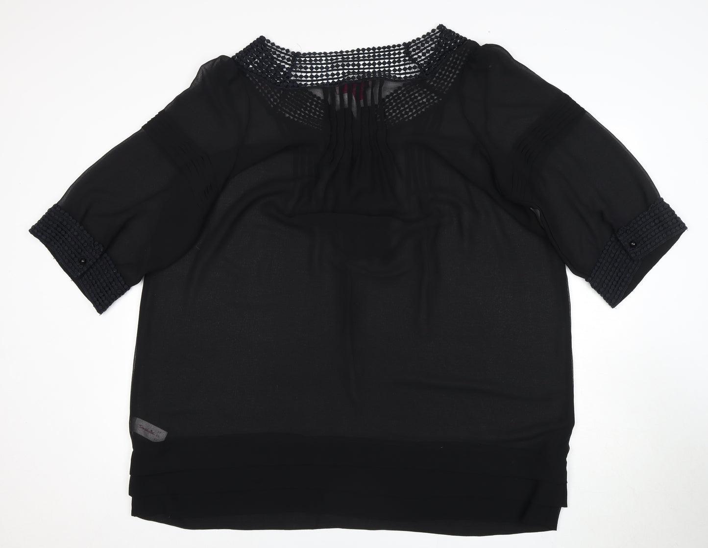 Simply Be Women's Black Plus Size 3/4 Sleeve Blouse