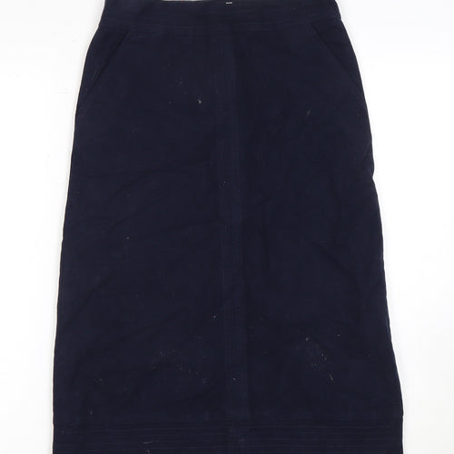 Boden Women's Blue Midi Pencil Skirt, Size 6, Zip Accent