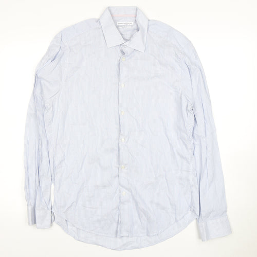 French Connection Men's Slim Blue Striped Dress Shirt