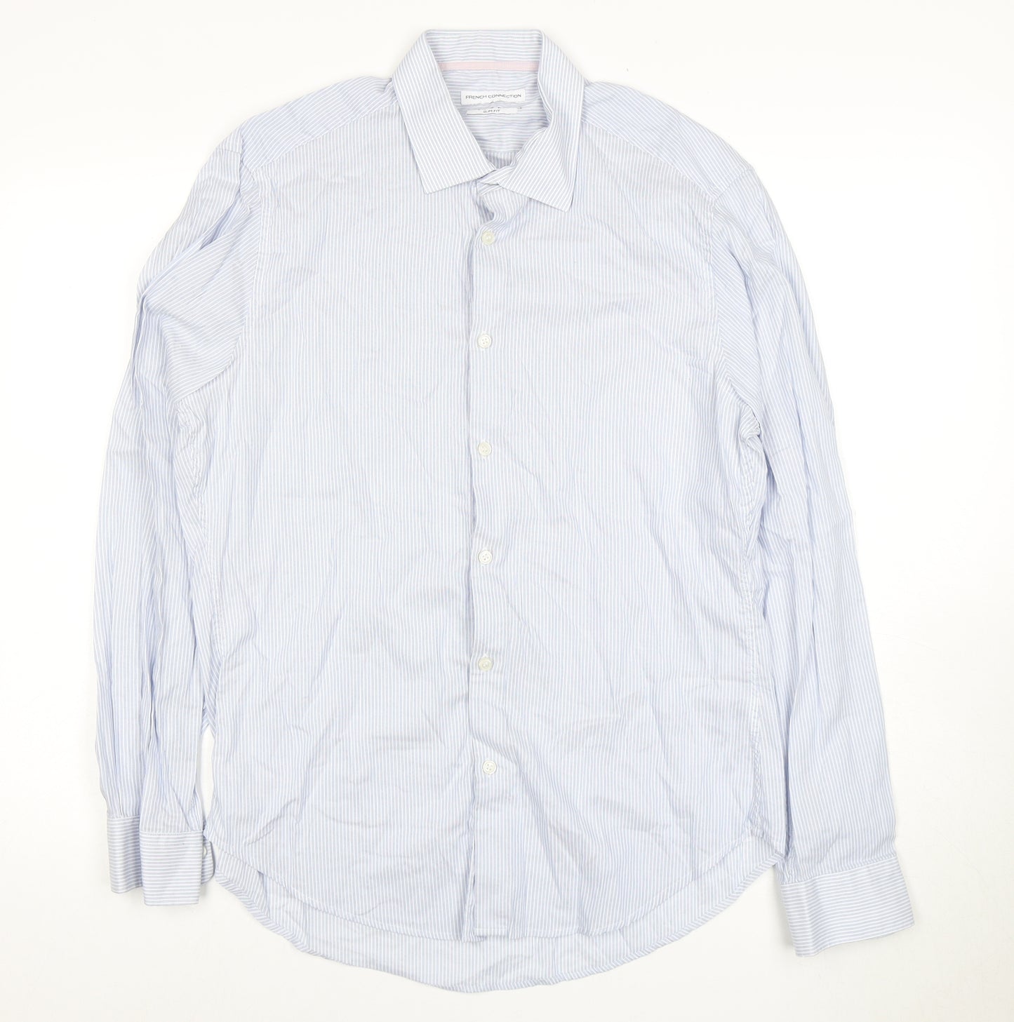 French Connection Men's Slim Blue Striped Dress Shirt
