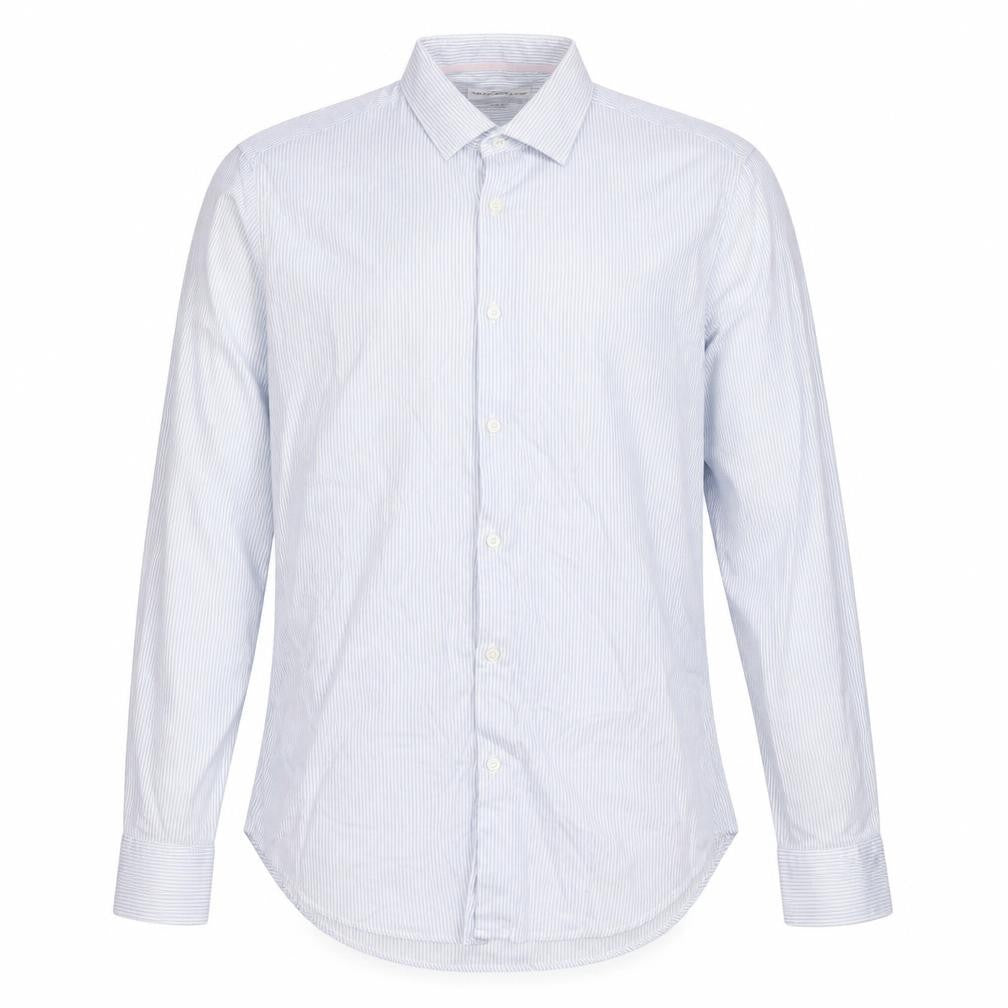 French Connection Men's Slim Blue Striped Dress Shirt