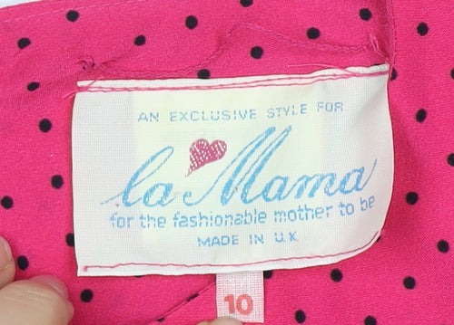 La Mama Pink Polka Dot Maternity Dress Size 10