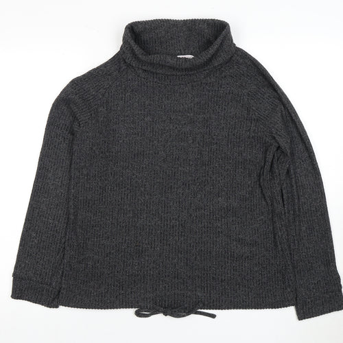 Women's Grey Cowl Neck Sweatshirt, Size S, Casual