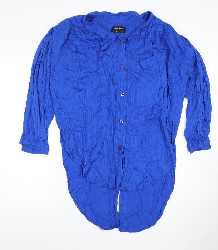 Jean Paul Women's Blue Button-Up Shirt Size 14