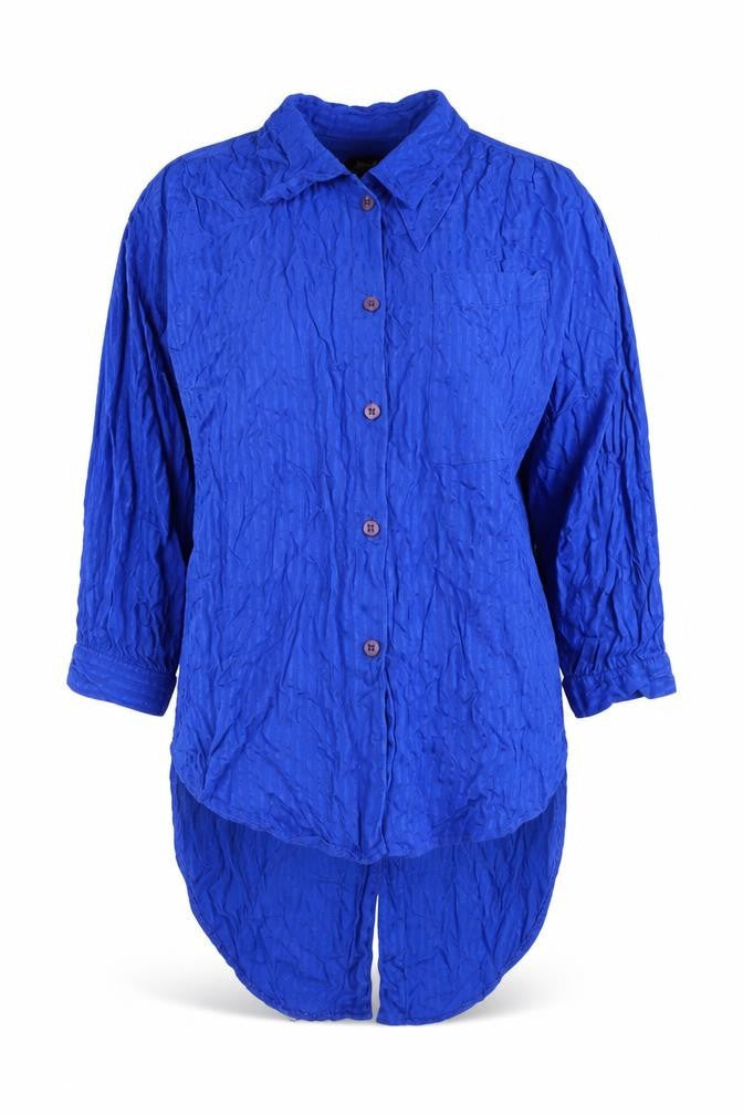 Front view of Jean Paul Women's Blue Button-Up Shirt, size 14