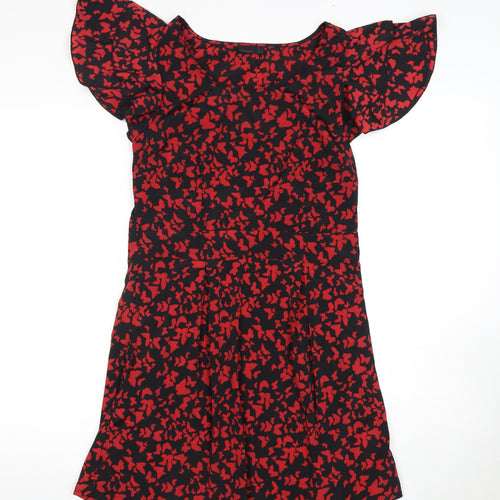Vero Moda Women's Black Red A-Line Knee Length Dress