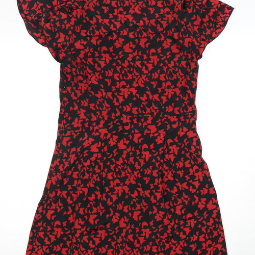 Vero Moda Women's Black Red A-Line Knee Length Dress