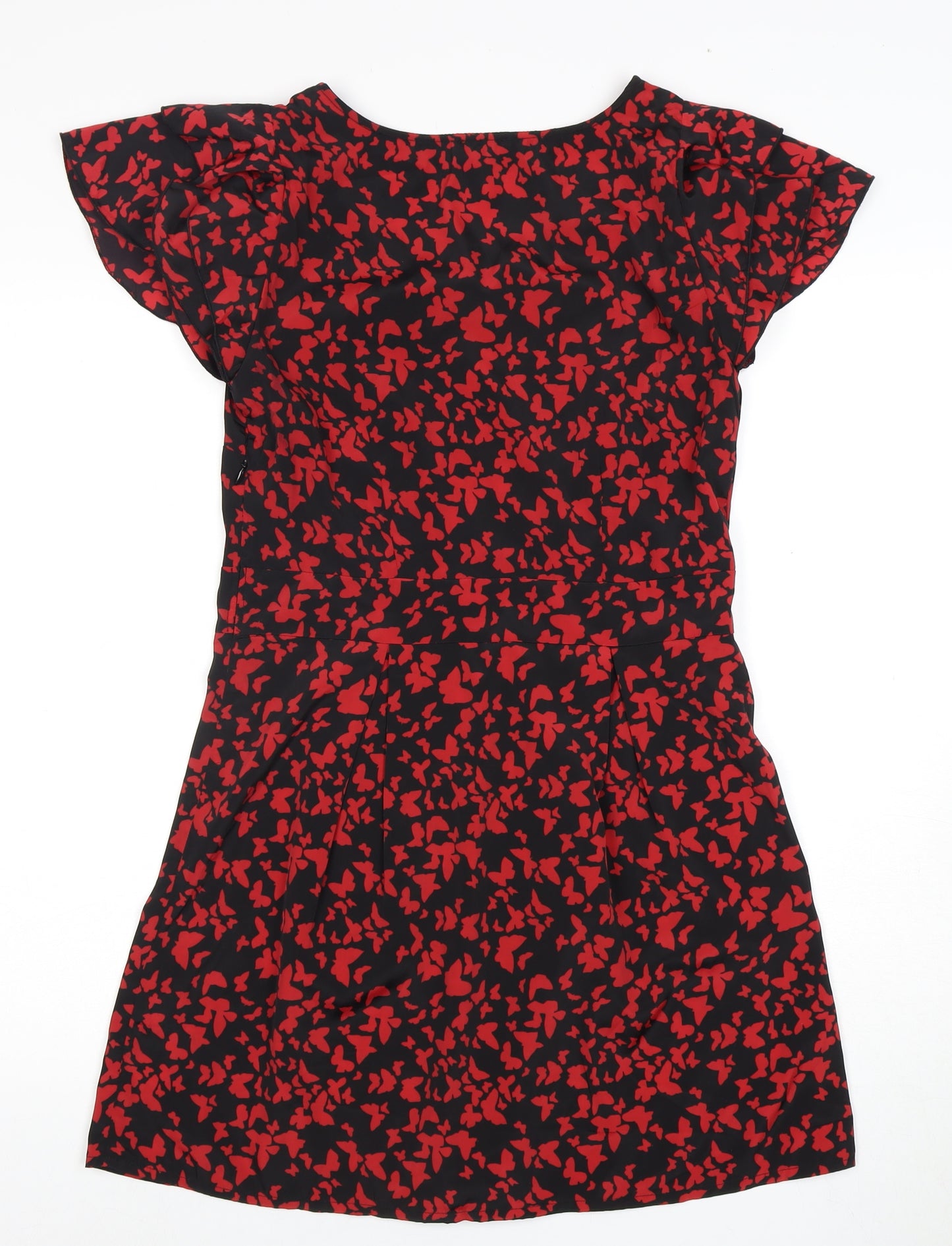 Vero Moda Women's Black Red A-Line Knee Length Dress