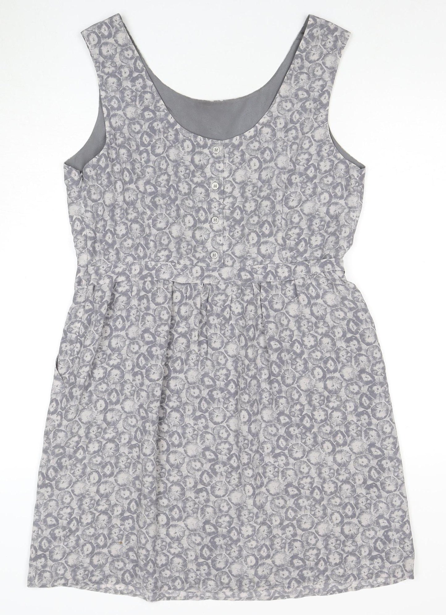 Poem by Oliver Bonas Women's Grey Silk Shift Dress Size 14