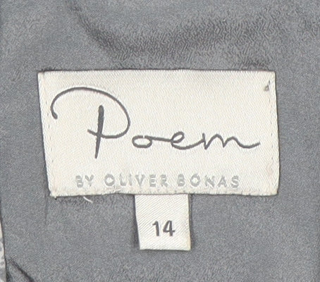Poem by Oliver Bonas Women's Grey Silk Shift Dress Size 14