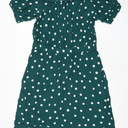 Next Women's Green Polka Dot Puff Sleeve Dress