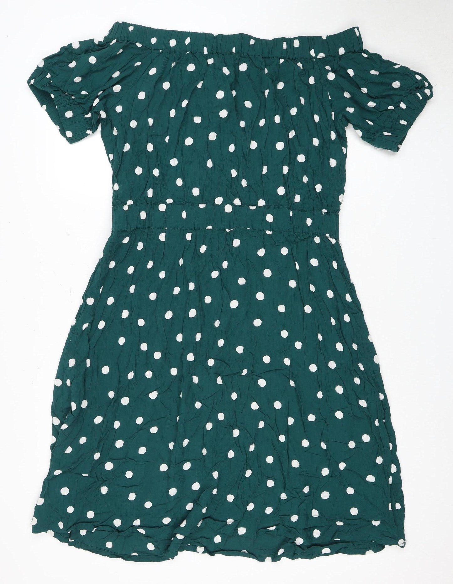 Next Women's Green Polka Dot Puff Sleeve Dress