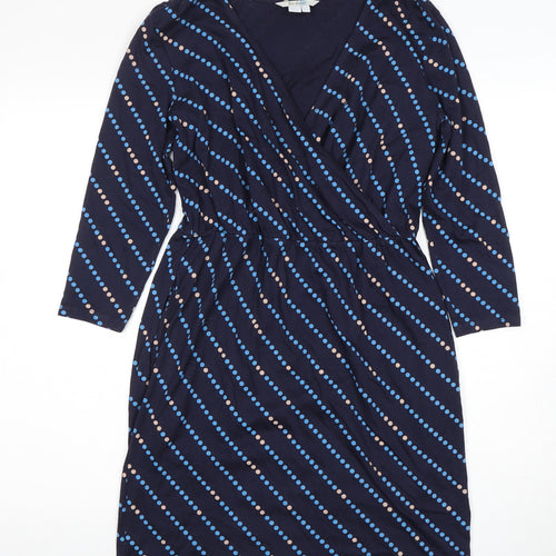 Boden Women's Blue Polka Dot Wrap Dress, Size 8