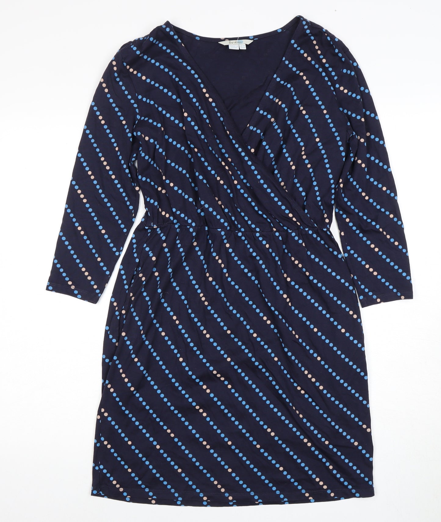 Boden Women's Blue Polka Dot Wrap Dress, Size 8
