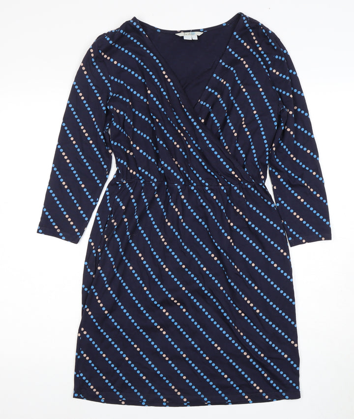 Boden Women's Blue Polka Dot Wrap Dress, Size 8