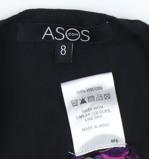 ASOS Women's Black Paisley V-Neck Dress Size 8